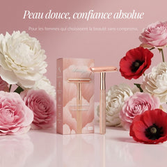Rasoir de Sûreté Amaya rose gold entouré de fleurs