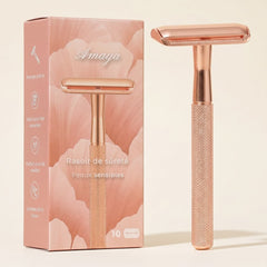 Rasoir de sûreté Amaya finition rose gold pour peau sensible